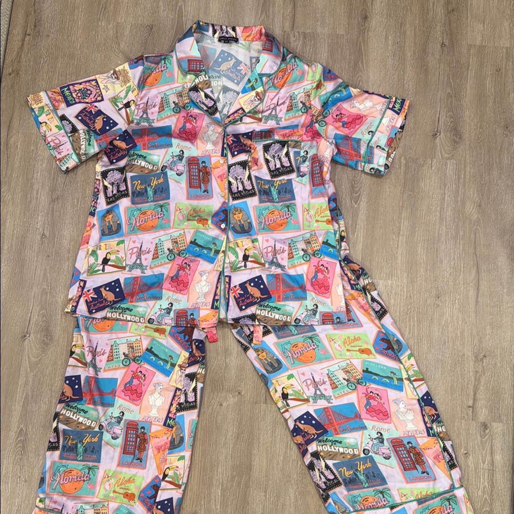 Karen Mabon Postcard Pajama Set Size XL